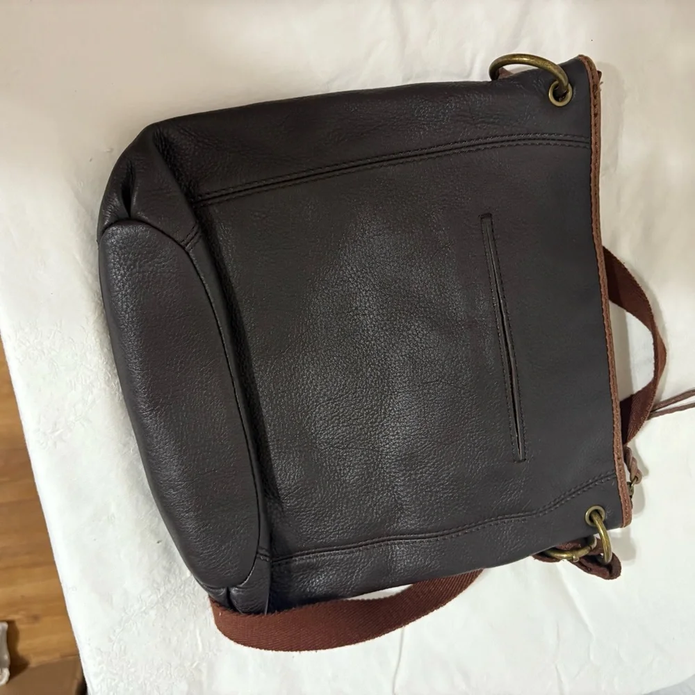 The Sak Dark Brown Leather Messenger Bag